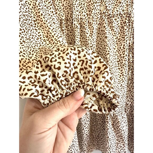 Gaovot Long Sleeve Animal Print Babydoll dress Vneck Tiered NWT Women's LARGE - Picture 5 of 9